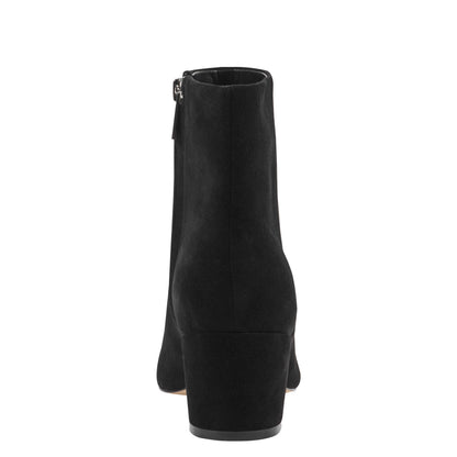 Marc Fisher Alfie Block Heel Leather Ankle Bootie - Black Suede