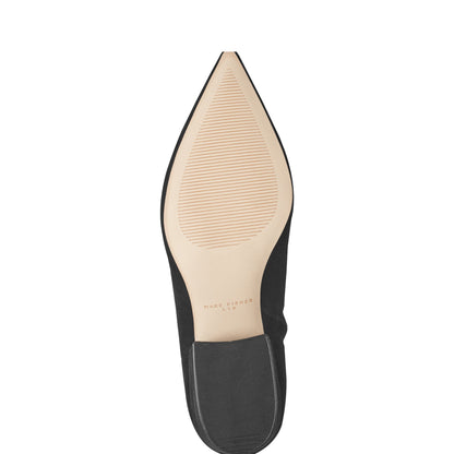 Marc Fisher Alfie Block Heel Leather Ankle Bootie - Black Suede