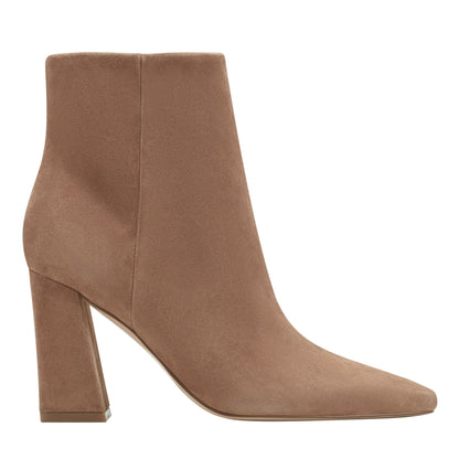 Marc Fisher Yanara Heeled Leather Bootie - Natural Suede