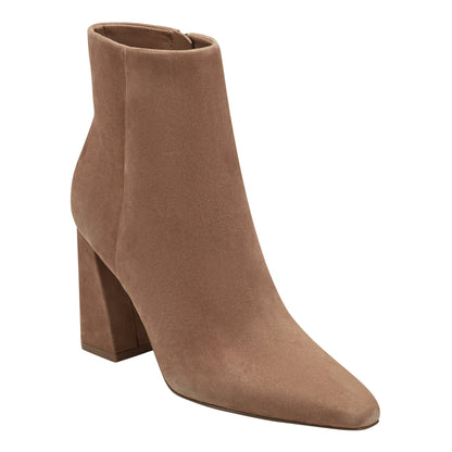 Marc Fisher Yanara Heeled Leather Bootie - Natural Suede