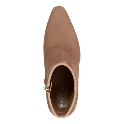Marc Fisher Yanara Heeled Leather Bootie - Natural Suede