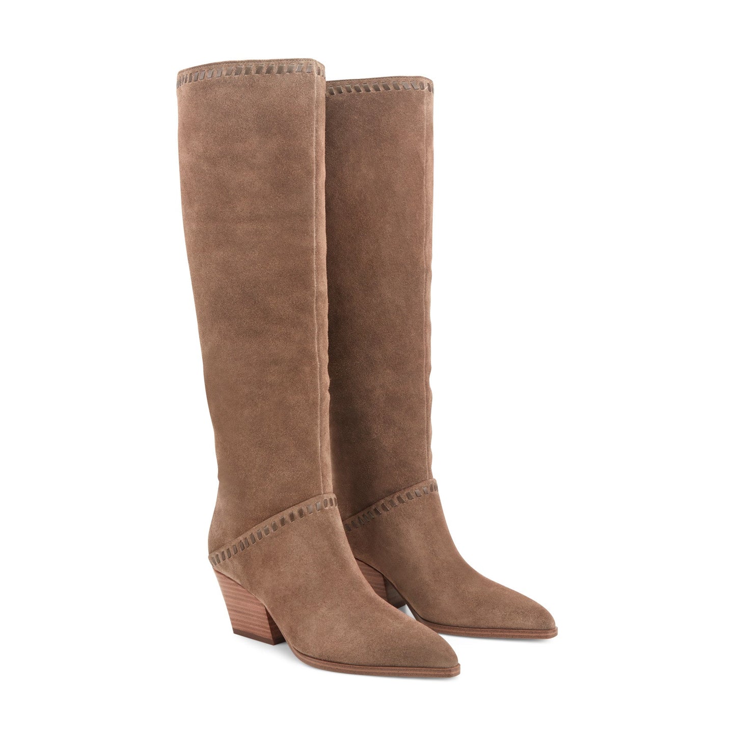 Marc Fisher Tayla Block Heel Leather Boot - Light Brown Suede