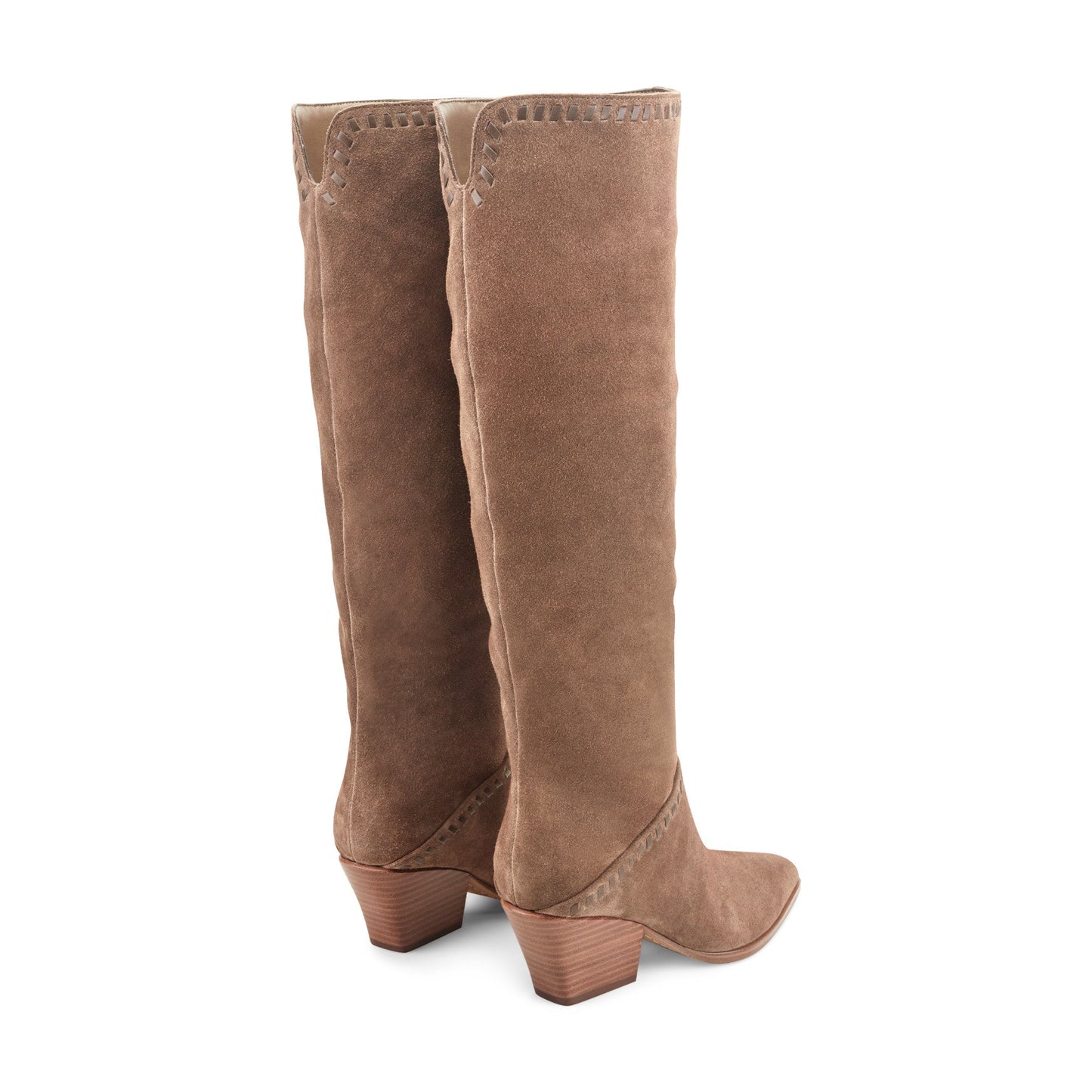 Marc Fisher Tayla Block Heel Leather Boot - Light Brown Suede