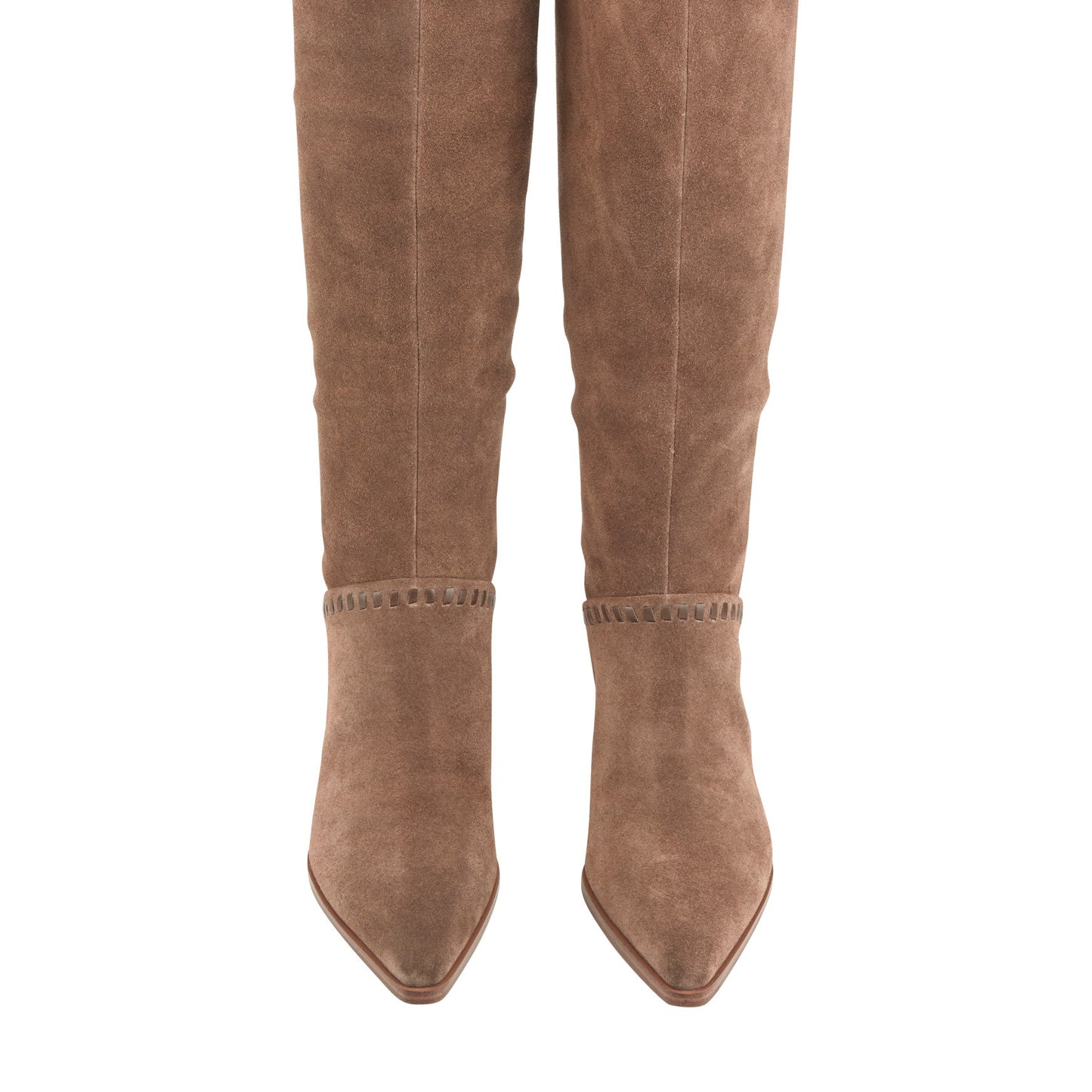 Marc Fisher Tayla Block Heel Leather Boot - Light Brown Suede