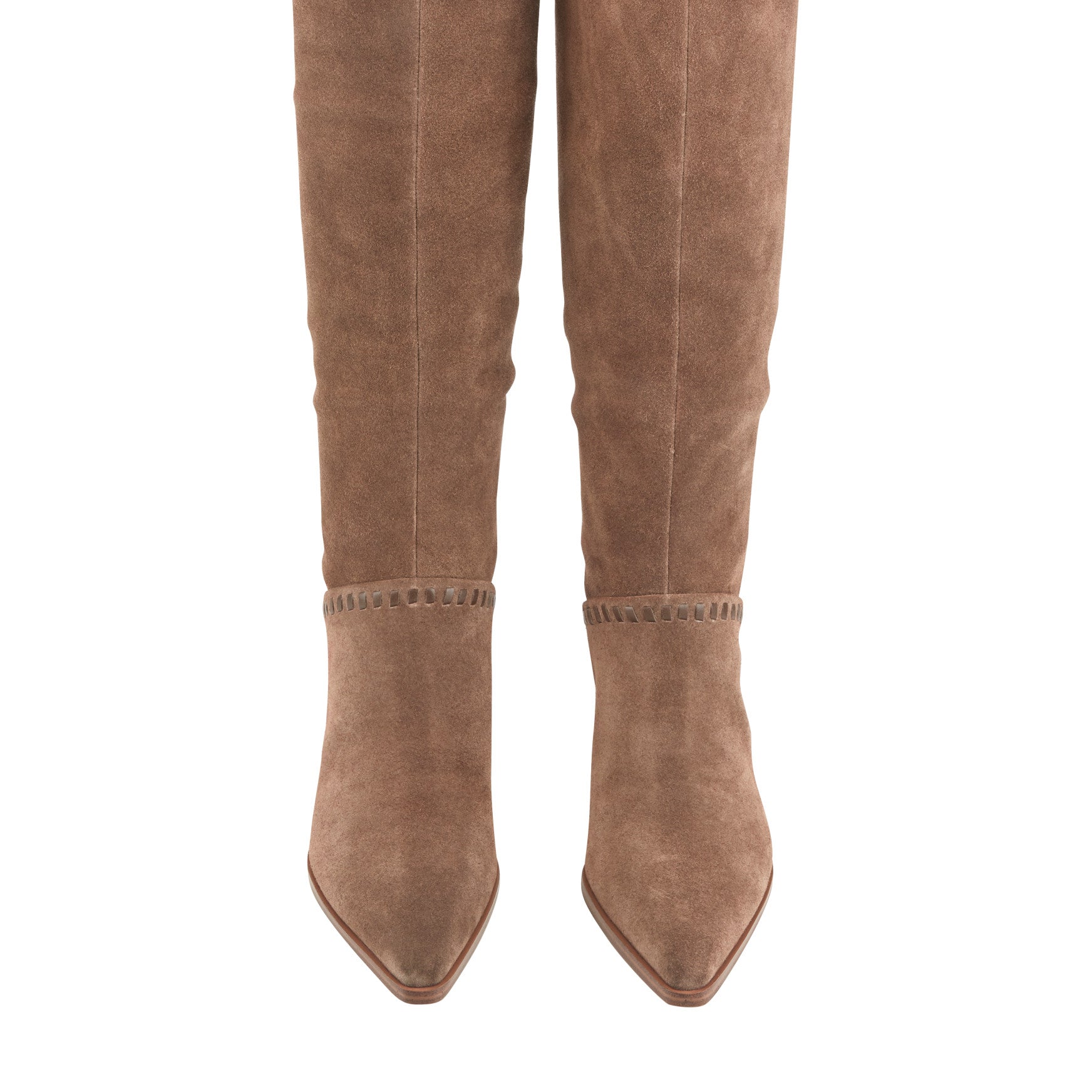 Marc Fisher Tayla Block Heel Leather Boot - Light Brown Suede