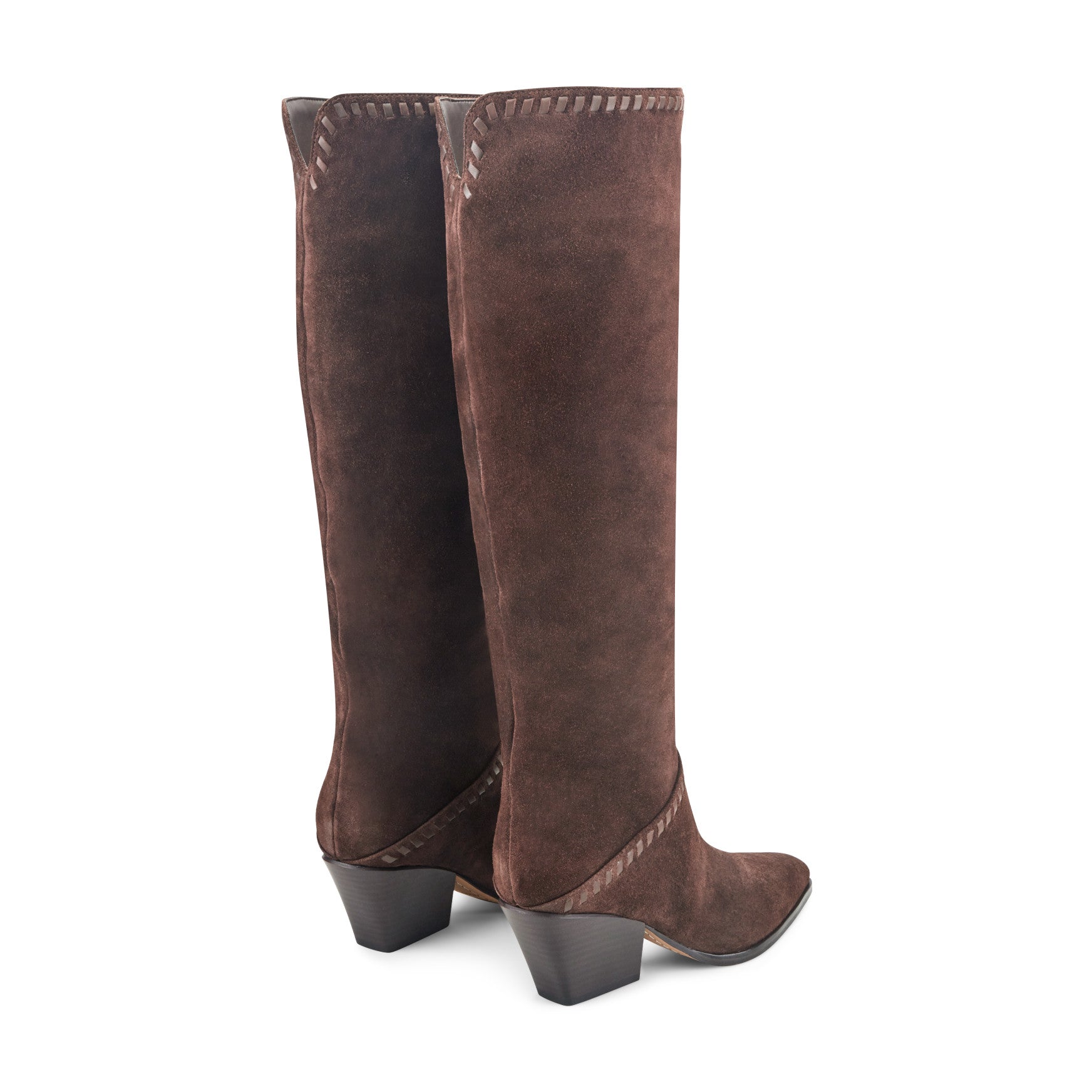 Marc Fisher Tayla Block Heel Leather Boot - Dark Brown Suede