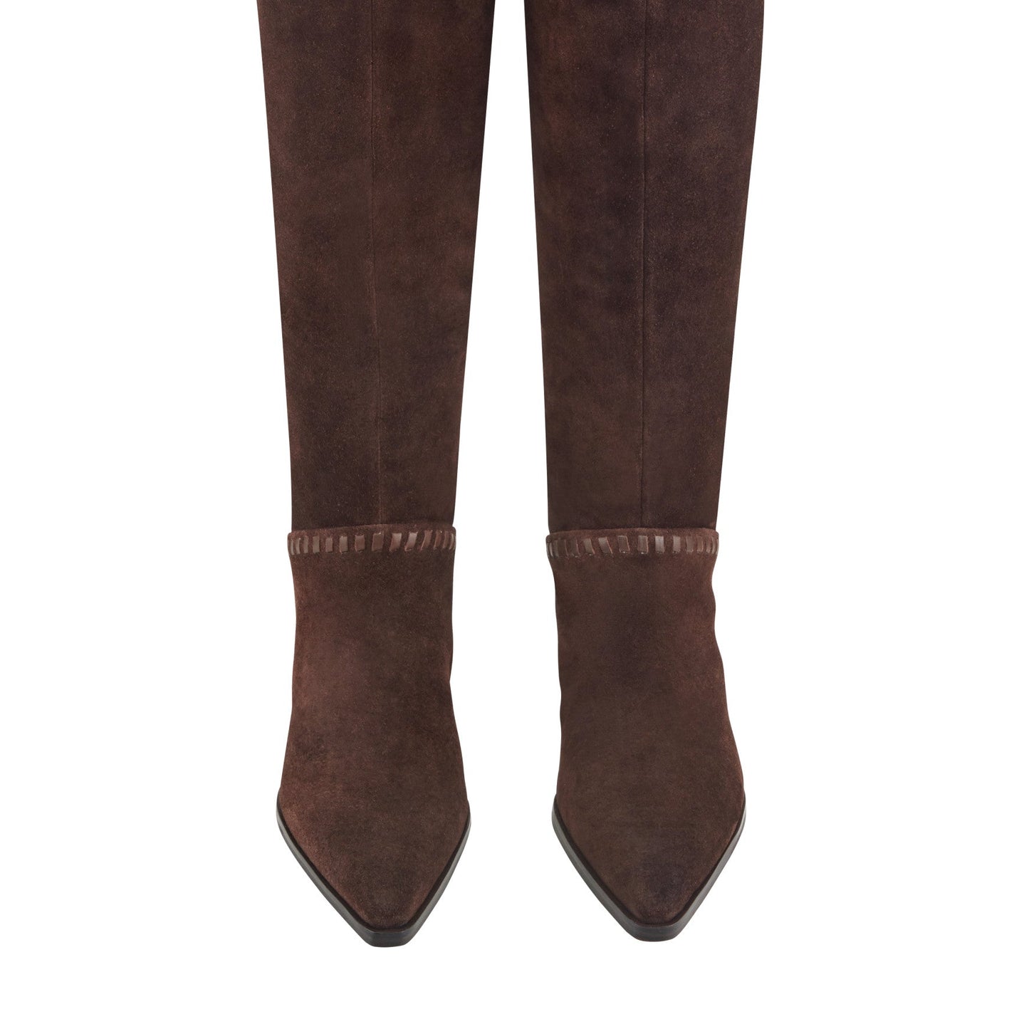 Marc Fisher Tayla Block Heel Leather Boot - Dark Brown Suede