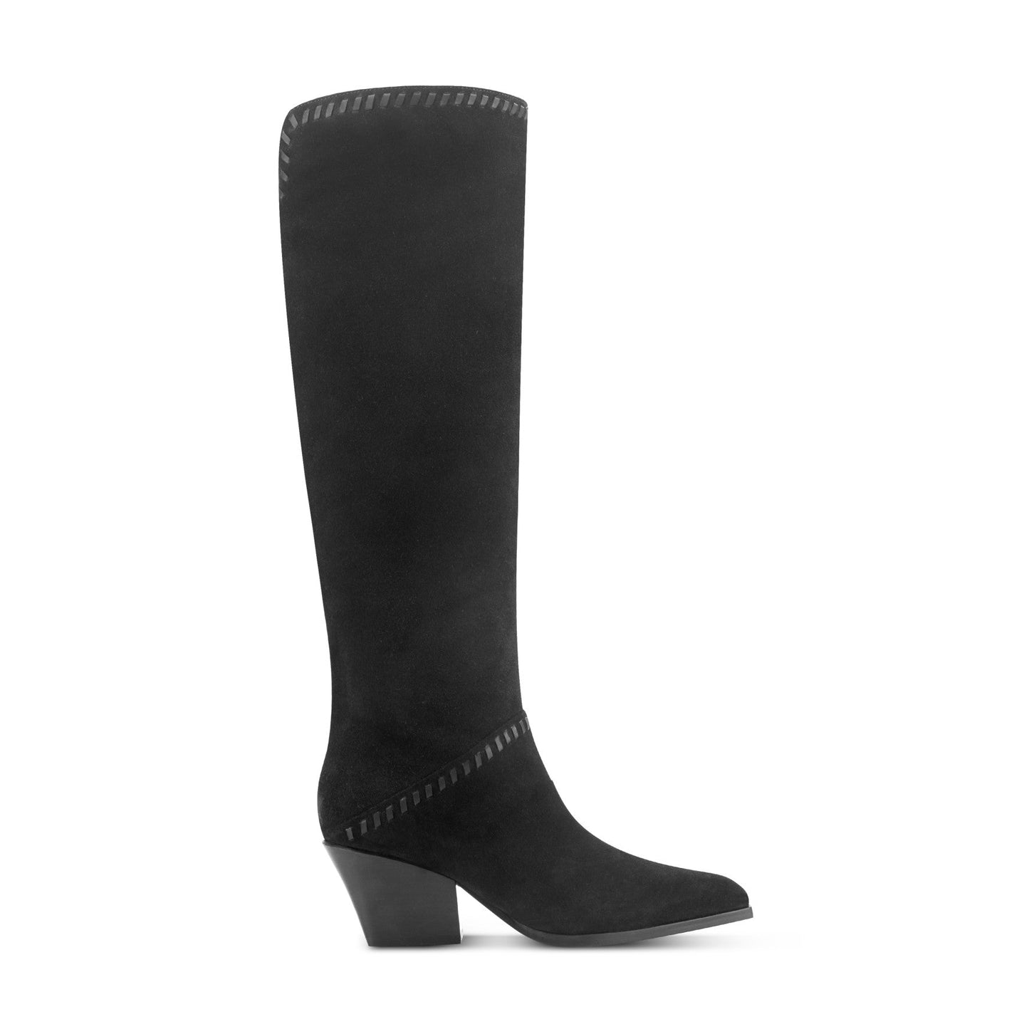 Marc Fisher Tayla Block Heel Leather Boot - Black Suede