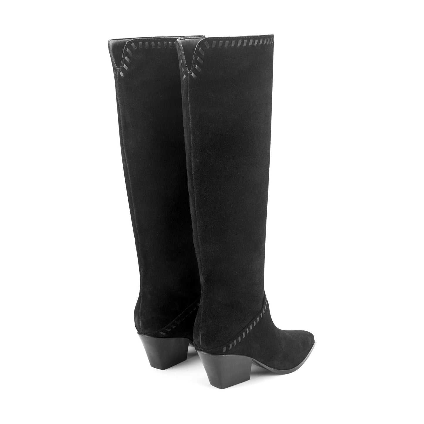 Marc Fisher Tayla Block Heel Leather Boot - Black Suede