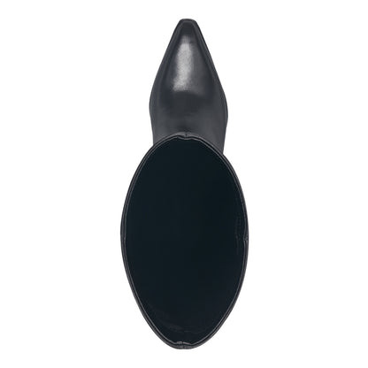 Marc Fisher Tarrie Block Heel Leather Boot - Black Leather