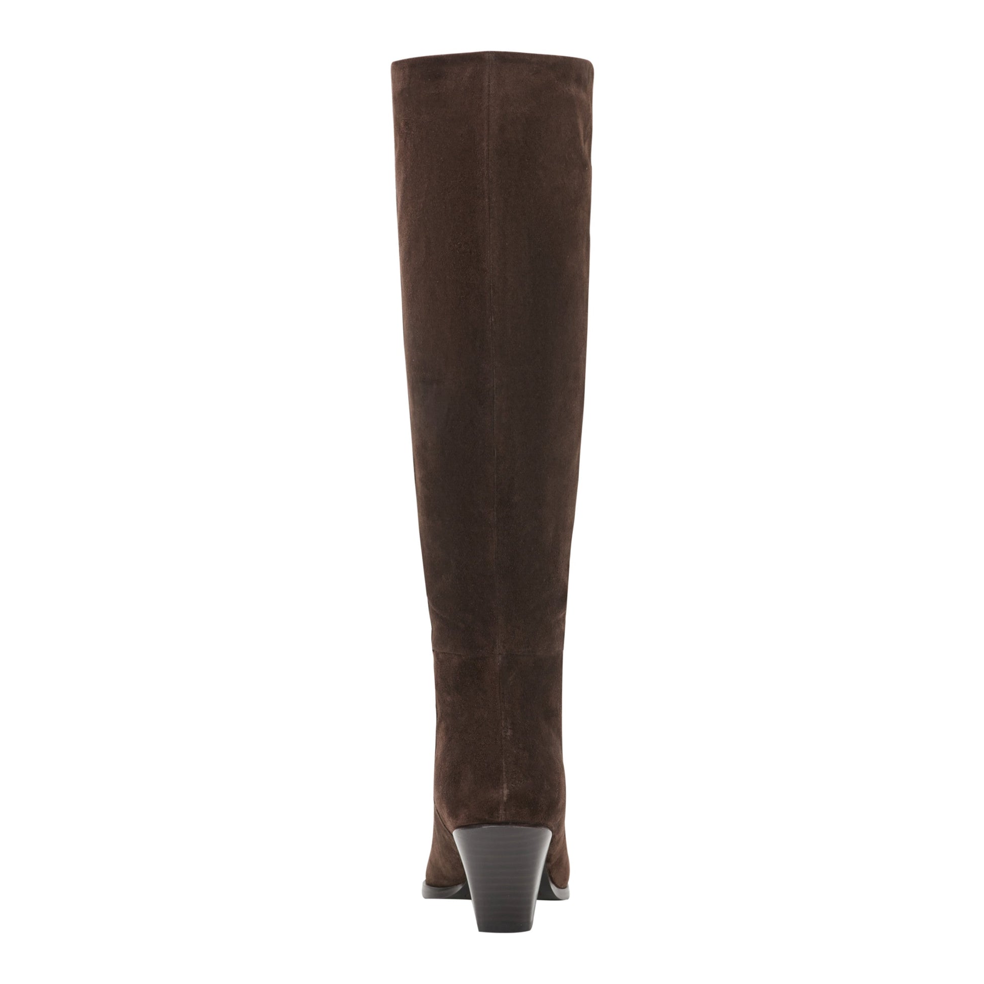 Marc Fisher Tarrie Block Heel Leather Boot - Dark Brown Suede