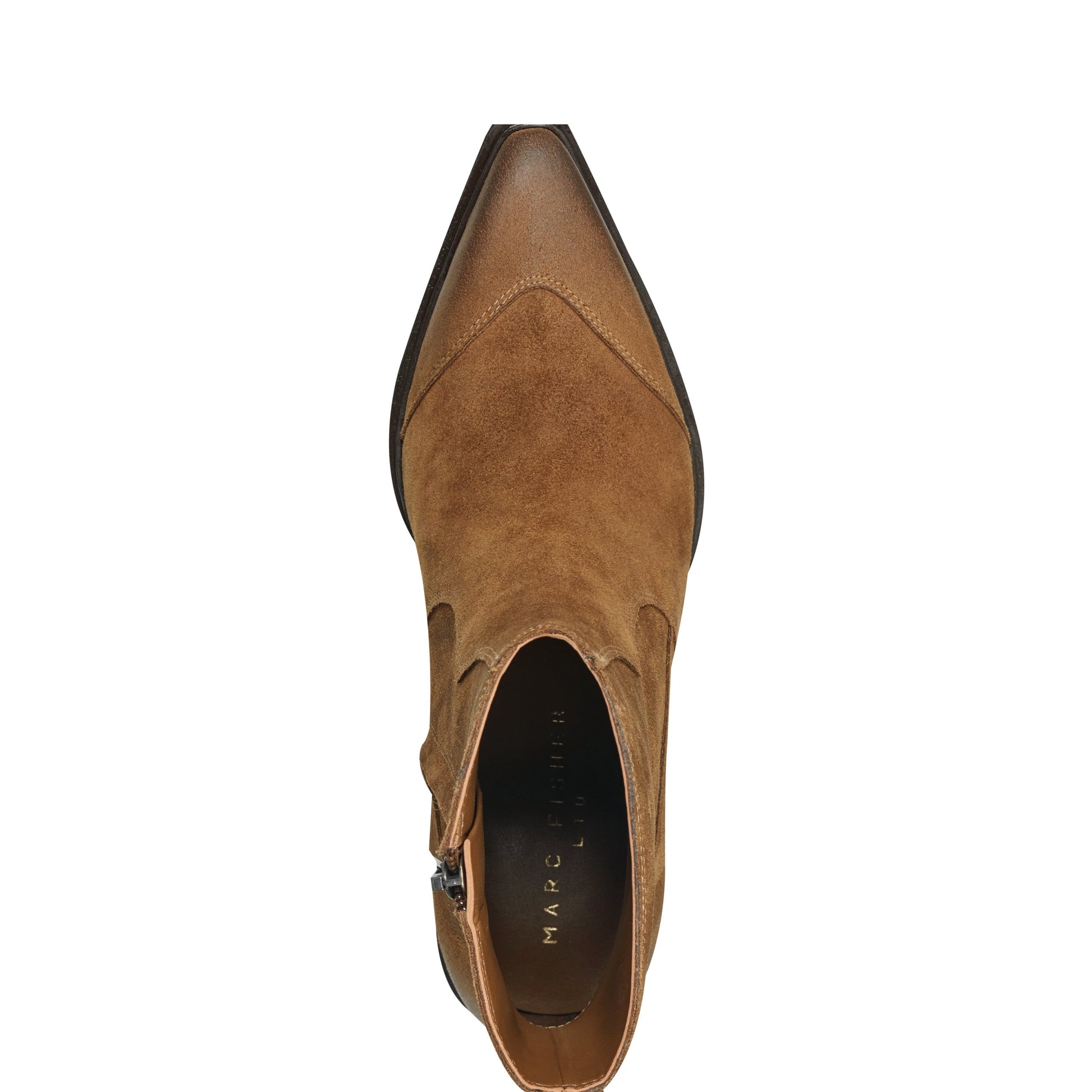 Marc Fisher Giulie Western Leather Ankle Bootie - Natural Suede
