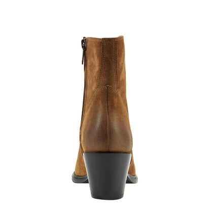Marc Fisher Giulie Western Leather Ankle Bootie - Natural Suede