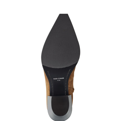 Marc Fisher Giulie Western Leather Ankle Bootie - Natural Suede