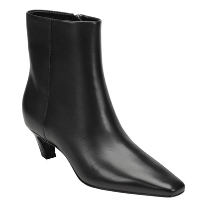 Marc Fisher Danai Kitten Heel Leather Ankle Bootie - Black Leather