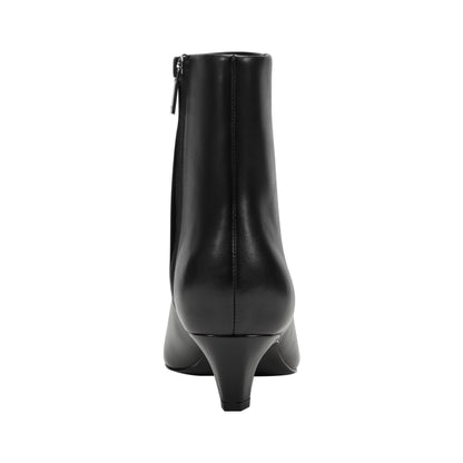 Marc Fisher Danai Kitten Heel Leather Ankle Bootie - Black Leather