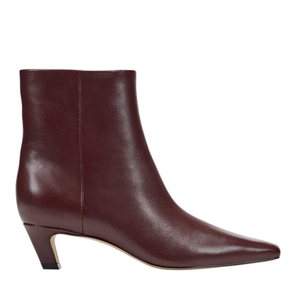 Marc Fisher Danai Kitten Heel Leather Ankle Bootie - Dark Red Leather
