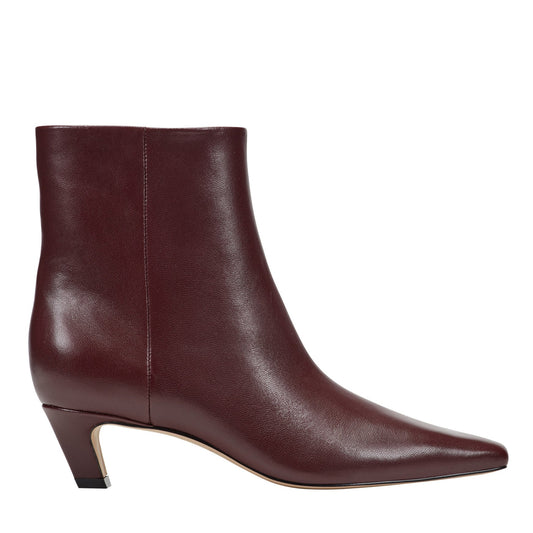 Marc Fisher Danai Kitten Heel Leather Ankle Bootie - Dark Red Leather