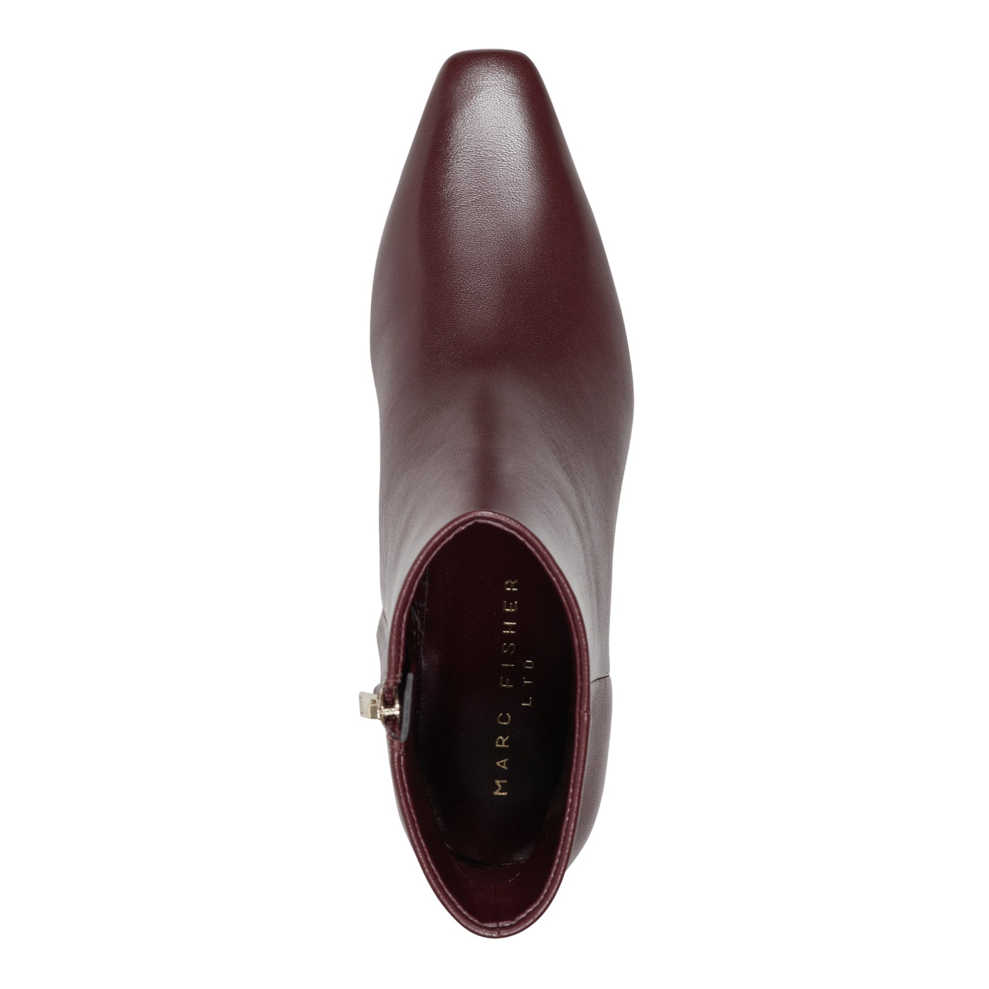 Marc Fisher Danai Kitten Heel Leather Ankle Bootie - Dark Red Leather