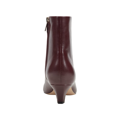 Marc Fisher Danai Kitten Heel Leather Ankle Bootie - Dark Red Leather
