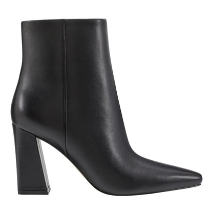 Marc Fisher Yanara Heeled Leather Bootie - Black Leather