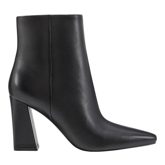 Marc Fisher Yanara Heeled Leather Bootie - Black Leather