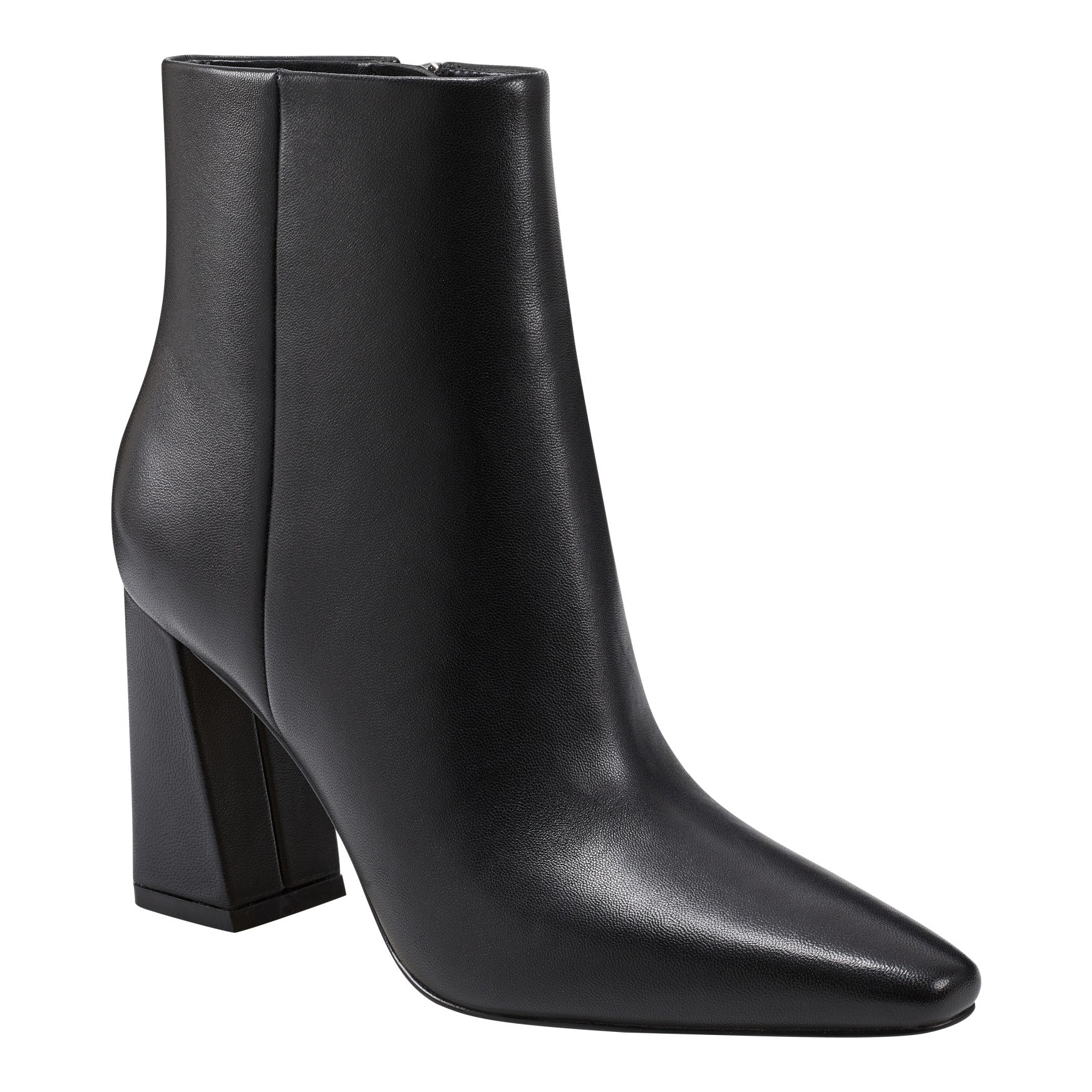 Marc Fisher Yanara Heeled Leather Bootie - Black Leather