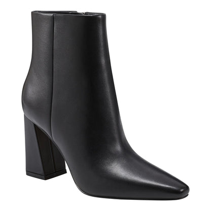 Marc Fisher Yanara Heeled Leather Bootie - Black Leather