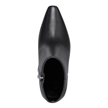 Marc Fisher Yanara Heeled Leather Bootie - Black Leather