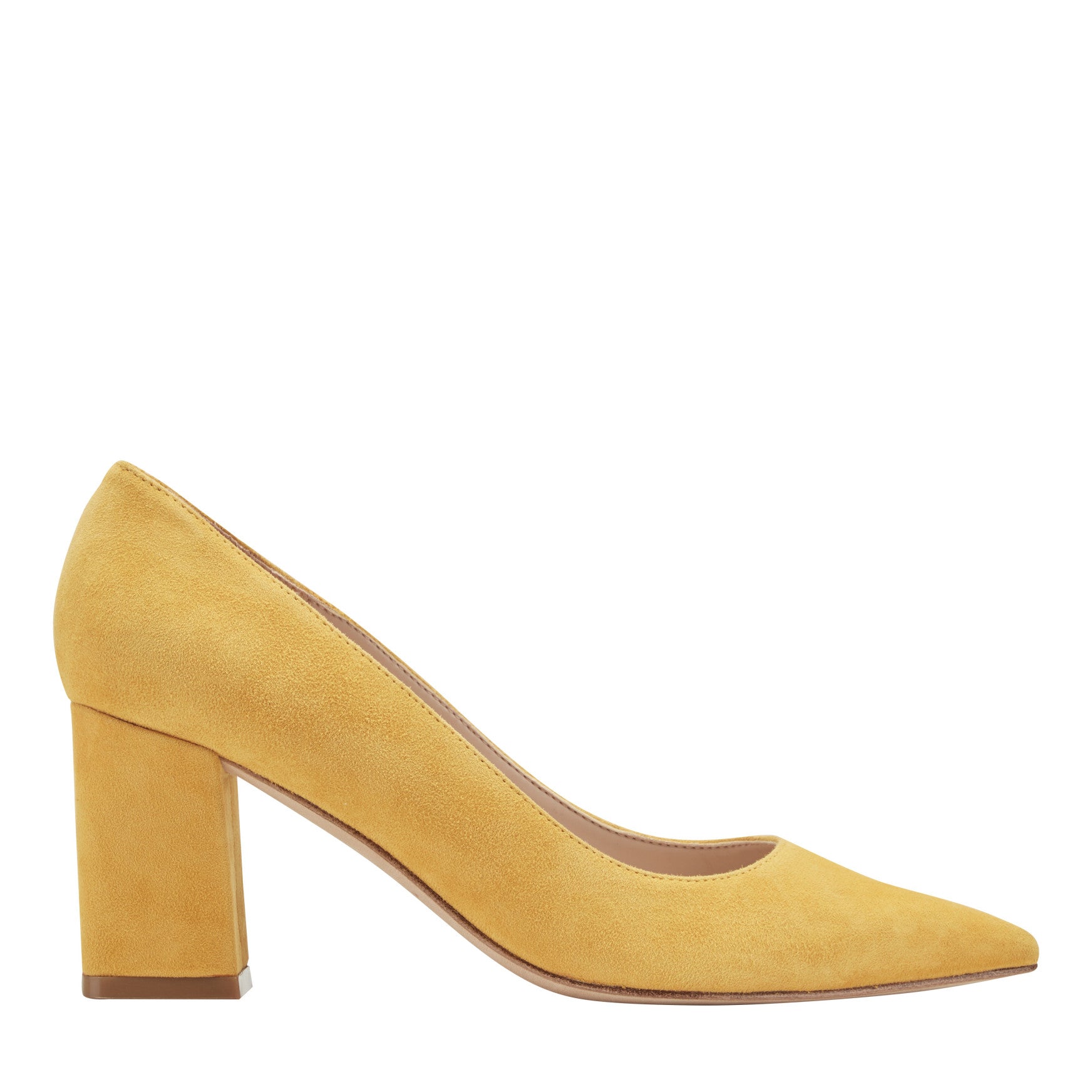 Marc Fisher Zala Block Heel Pointy Toe Pump - Yellow Suede