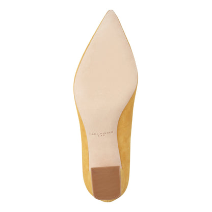 Marc Fisher Zala Block Heel Pointy Toe Pump - Yellow Suede