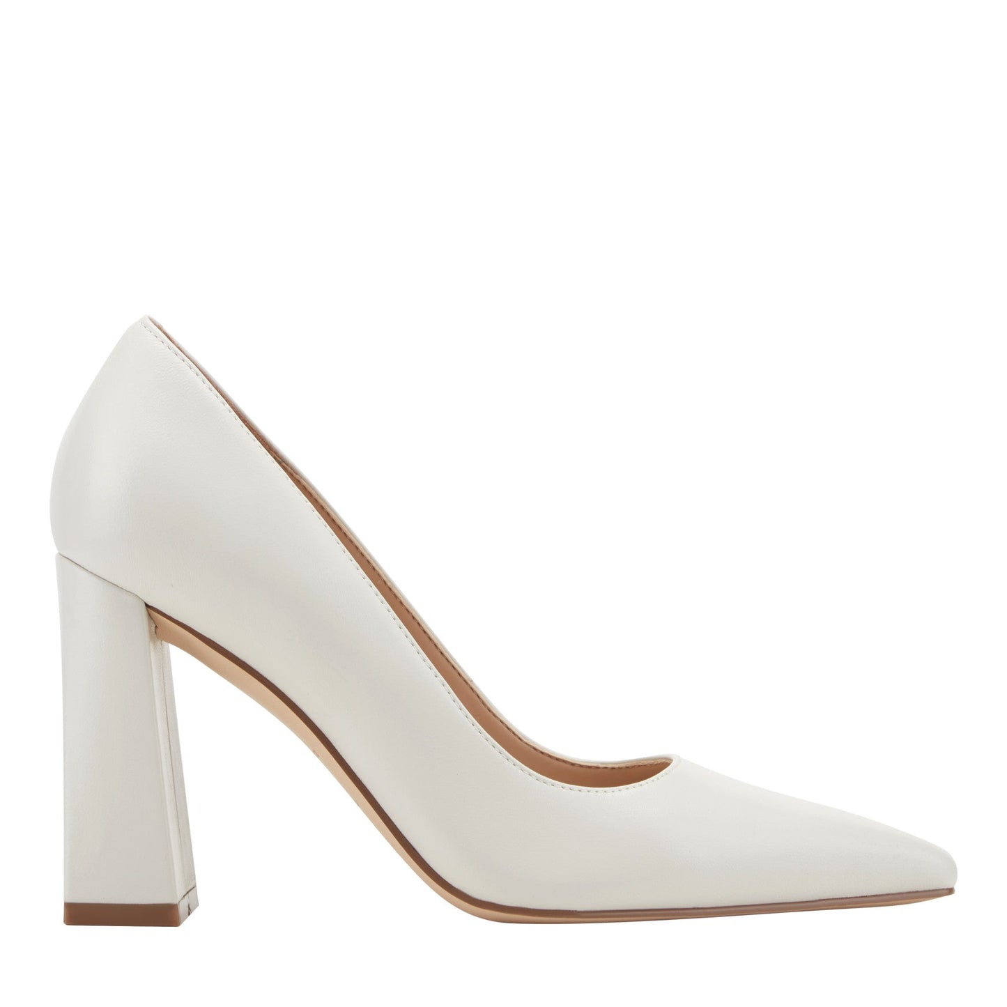 Marc Fisher Minny Leather Block Heel Pump - Ivory Leather