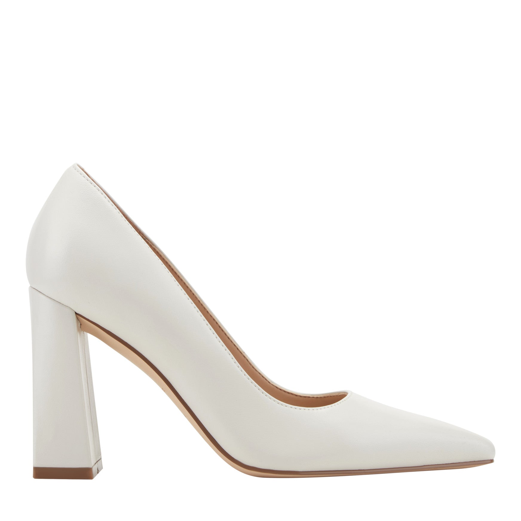 Marc Fisher Minny Leather Block Heel Pump - Ivory Leather