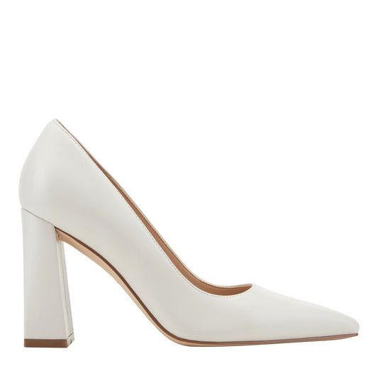 Marc Fisher Minny Leather Block Heel Pump - Ivory Leather