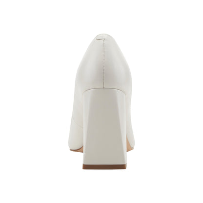 Marc Fisher Minny Leather Block Heel Pump - Ivory Leather
