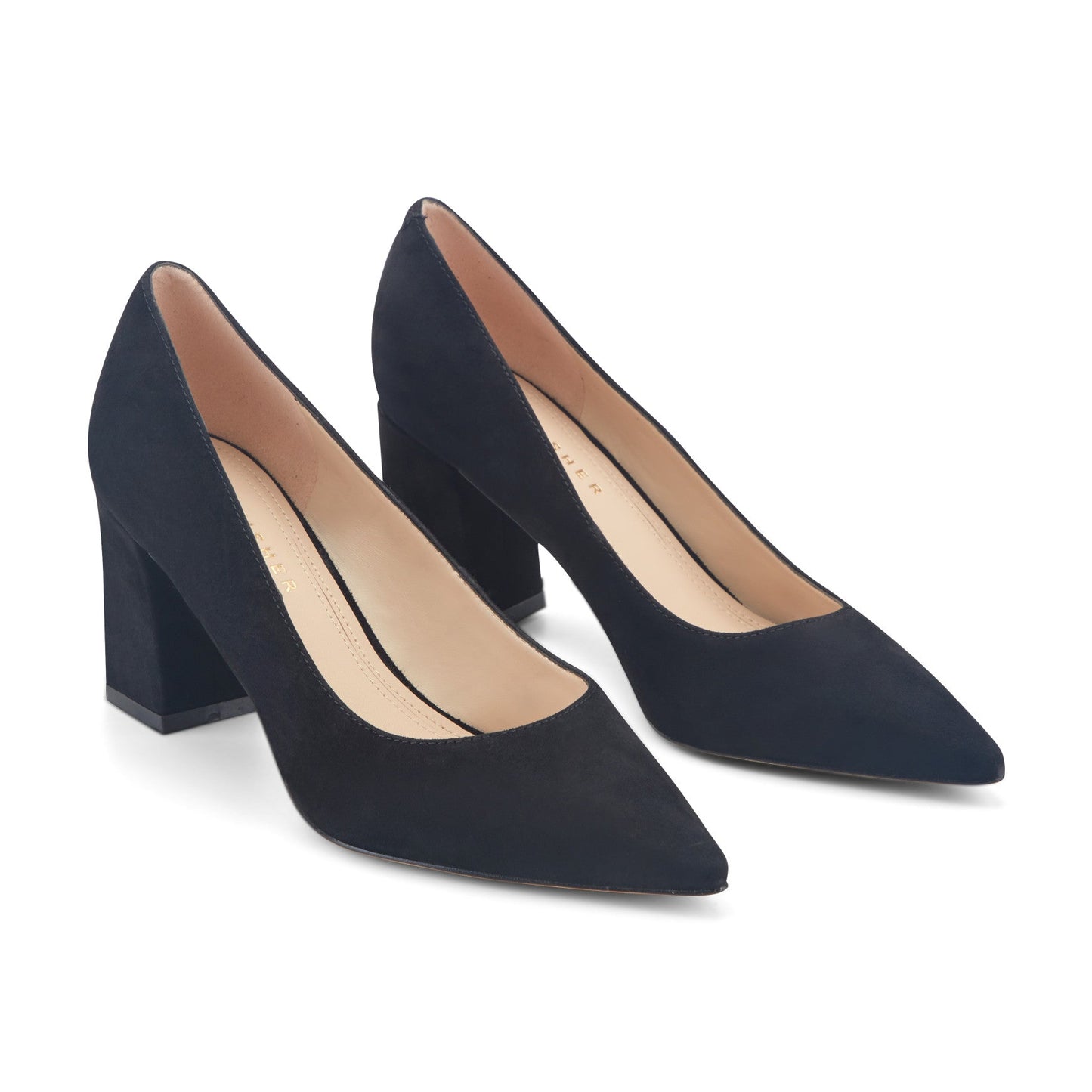 Marc Fisher Zala Block Heel Pointy Toe Pump - Black Suede