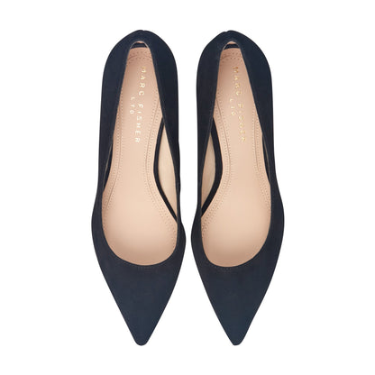 Marc Fisher Zala Block Heel Pointy Toe Pump - Black Suede