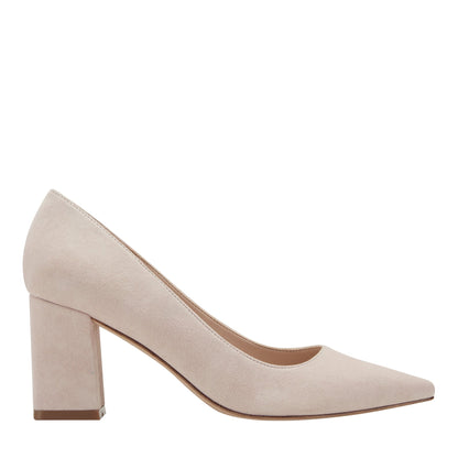 Marc Fisher Zala Block Heel Pointy Toe Pump - Light Pink Suede