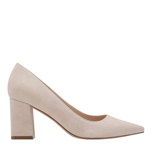 Marc Fisher Zala Block Heel Pointy Toe Pump - Light Pink Suede