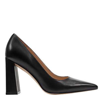 Marc Fisher Minny Leather Block Heel Pump - Black Leather