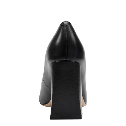 Marc Fisher Minny Leather Block Heel Pump - Black Leather