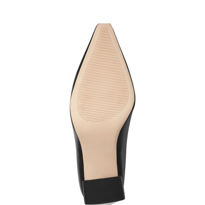 Marc Fisher Minny Leather Block Heel Pump - Black Leather