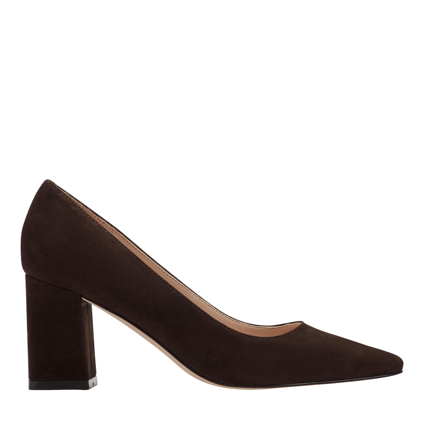 Marc Fisher Zala Block Heel Pointy Toe Pump - Dark Brown Suede