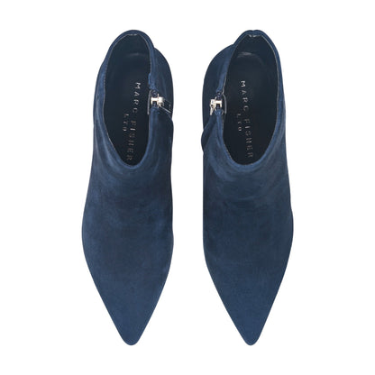Marc Fisher Jarli Pointy Leather Ankle Bootie - Navy Suede