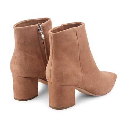Marc Fisher Jarli Pointy Leather Ankle Bootie - Brown Suede