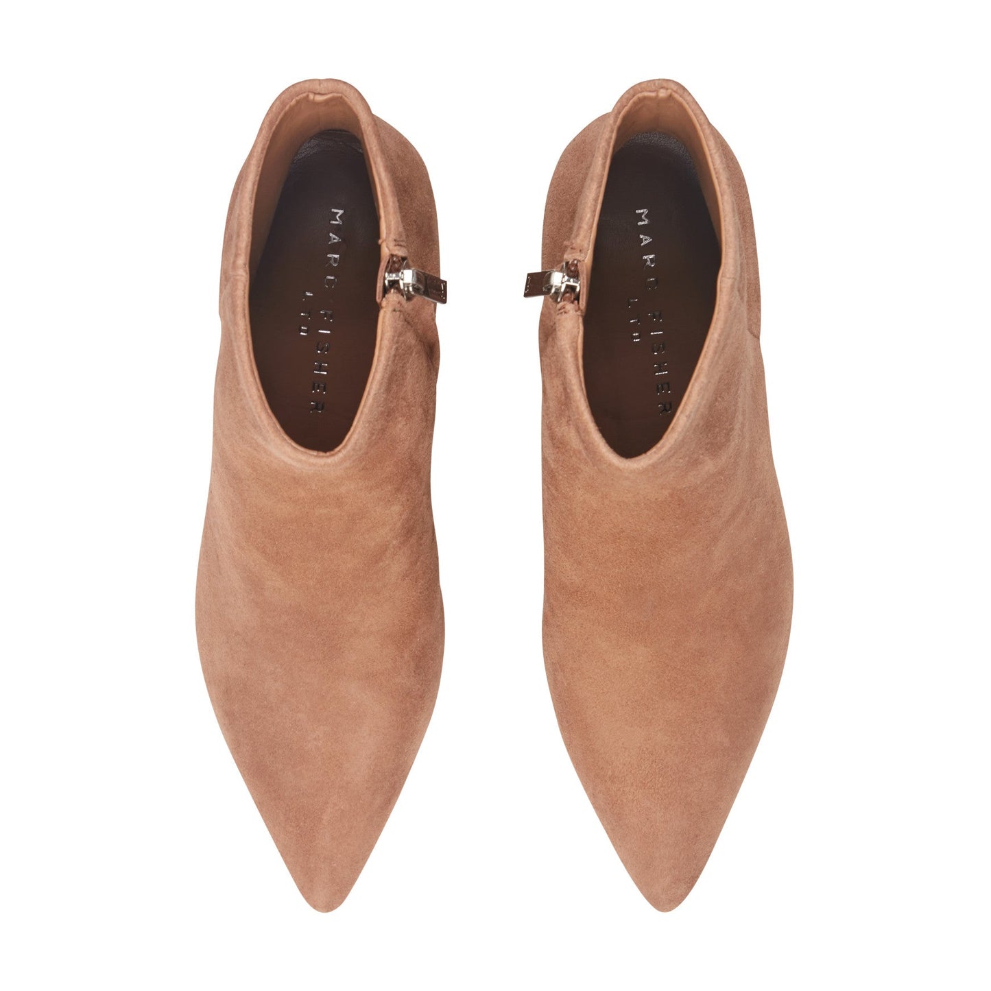 Marc Fisher Jarli Pointy Leather Ankle Bootie - Brown Suede