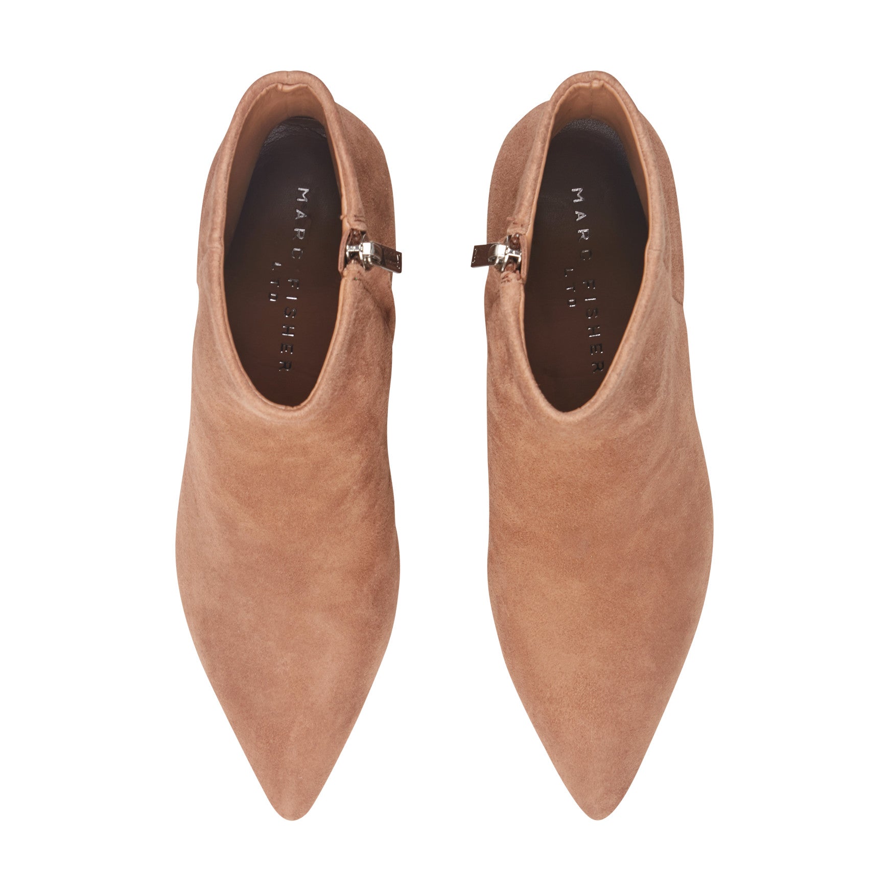 Marc Fisher Jarli Pointy Leather Ankle Bootie - Brown Suede