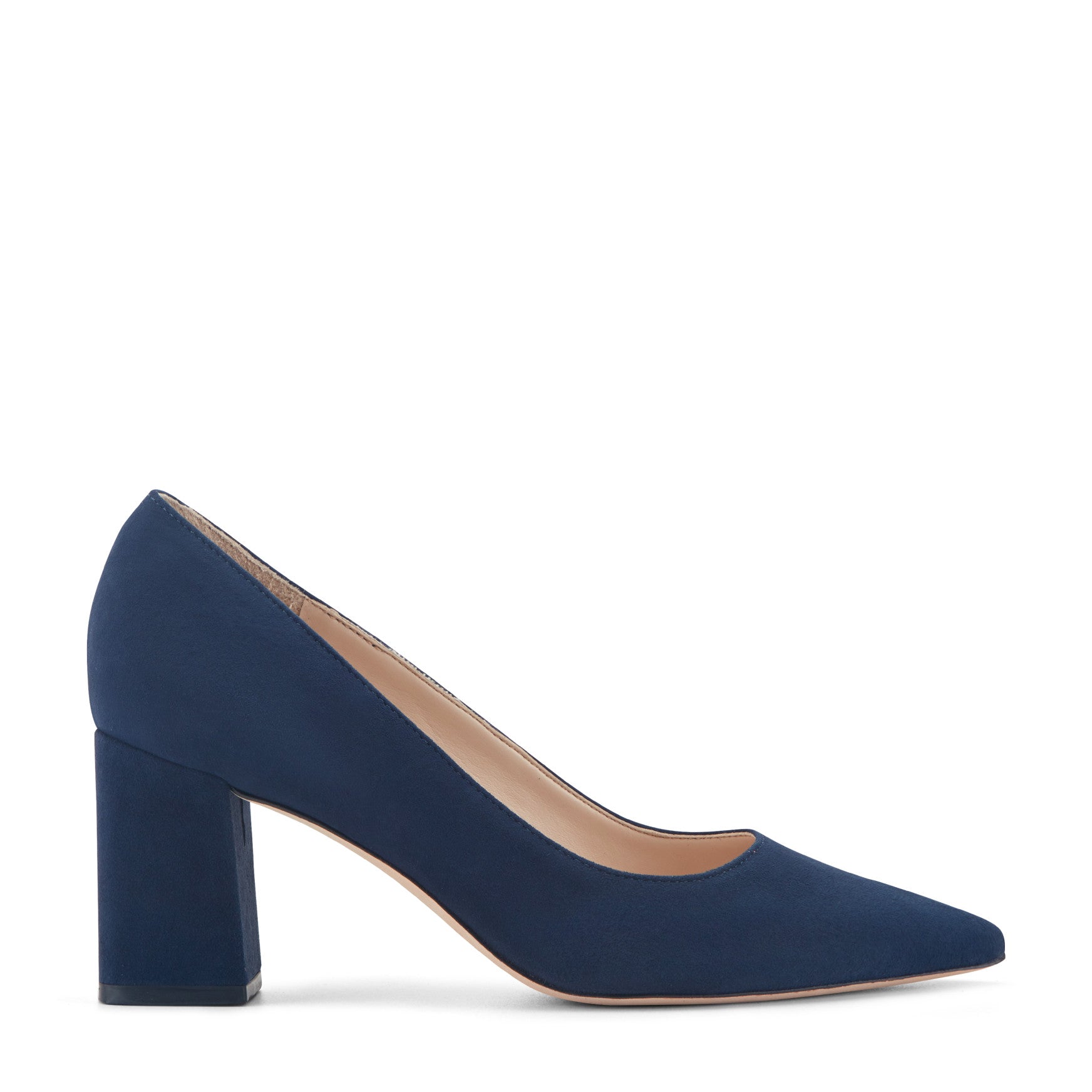 Marc Fisher Zala Block Heel Pointy Toe Pump - NAVY SUEDE