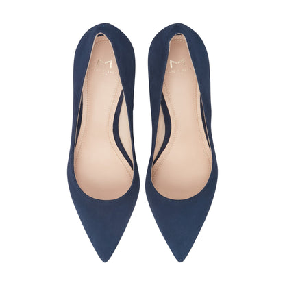 Marc Fisher Zala Block Heel Pointy Toe Pump - NAVY SUEDE