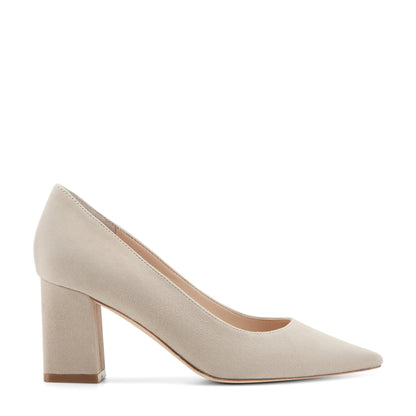 Marc Fisher Zala Block Heel Pointy Toe Pump - Natural Suede
